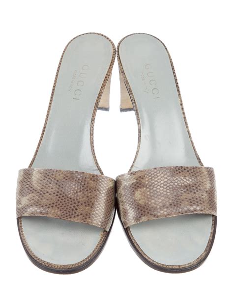 gucci mid heel sandal white|gucci snakeskin sandals.